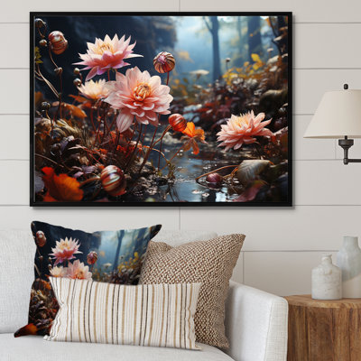 Corail et fleurs sauvages orange au bord de la rivière III