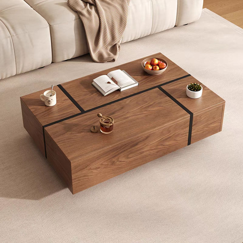 Table basse moderne et minimaliste en bois de noyer