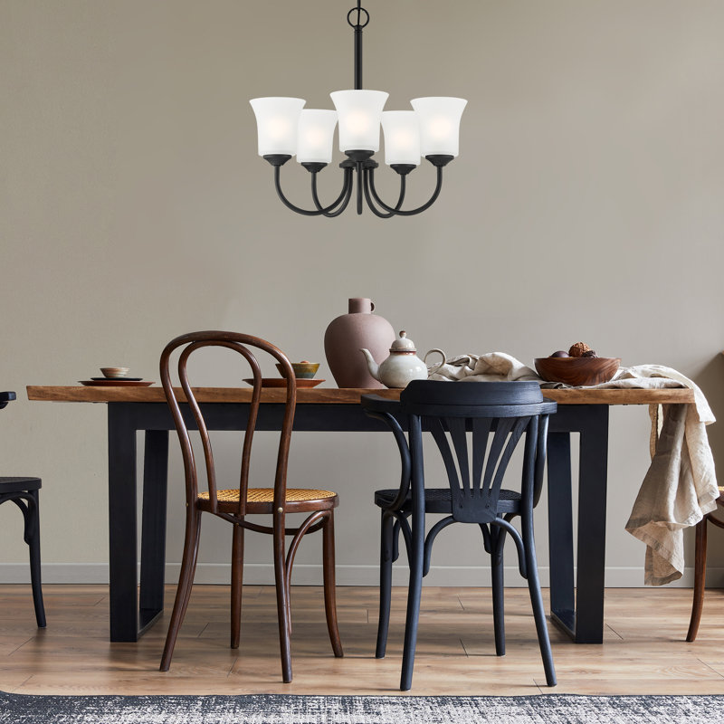 Jhurilal 5 - Light Dimmable Classic / Traditional Chandelier, Matte Black