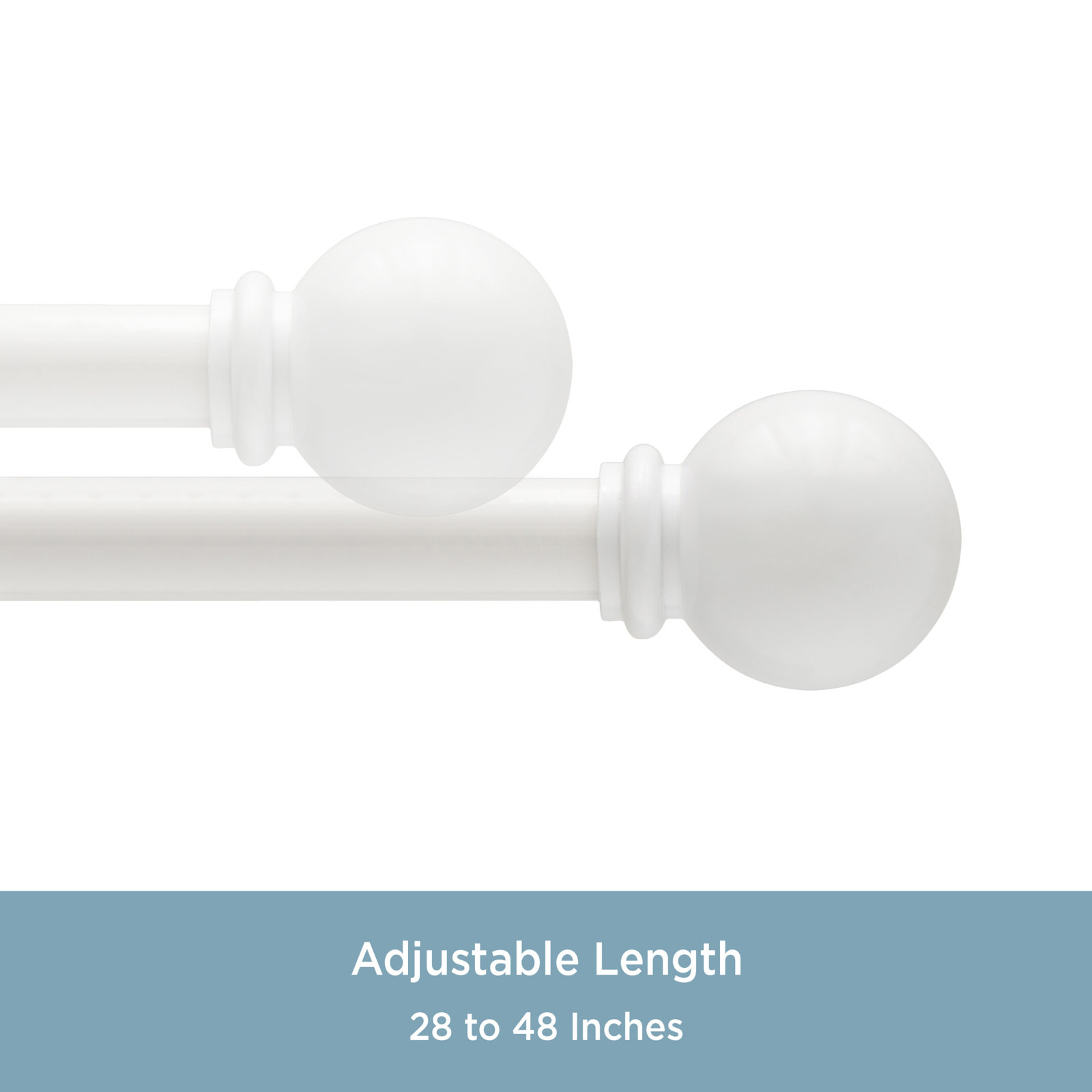 Lowri Alanis Single Curtain Rod, White, 28" - 48"