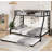 Metal Bunk Bed with Trundle, Black-114313892