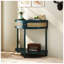 Console demi-lune antique avec porte coulissante en rotin vert, American Design