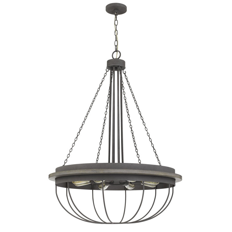 Lustre en roue de chariot unique à 5 lumières Trost, 8, H 41 po x l 29 po x P 29 po