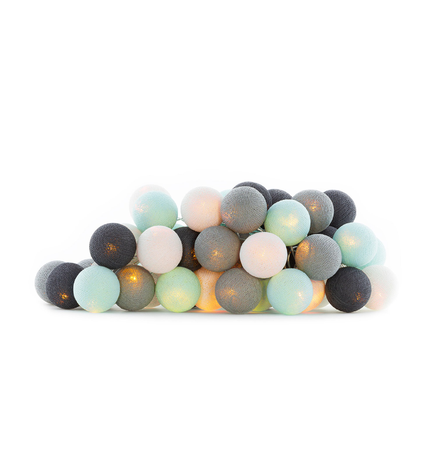149'' Globe String Lights, Black/Mint/White, 3" H x 290" L x 5" D, 50 Lights