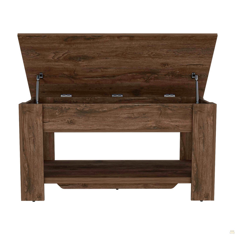 Storage Table, Four Legs, Lower Shelf, Dark Brown