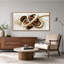 Tableau abstrait sur toile représentant des rubans tourbillonnants d'or et de bronze