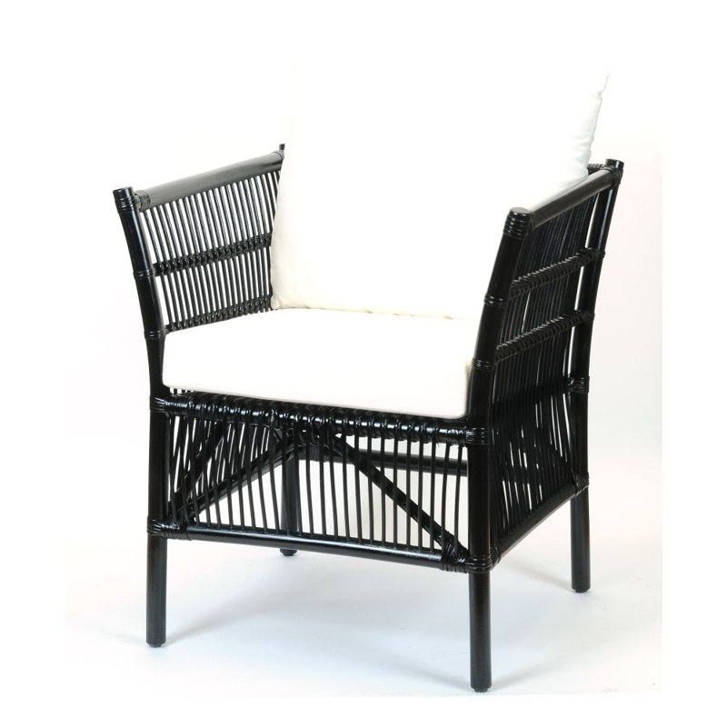 CHAISE EN OSIER ROTIN NOIR
