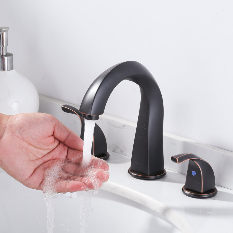 8 po Robinet pour salle de bain à poignée double à 3 trous avec drain escamotable et conduites d'alimentation