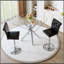 Ensemble de 2 tables de bar modernes en verre et tabourets de bar réglables, table de pub contemporaine à hauteur de comptoir avec pieds chromés, chaises de bar pivotantes en cuir de polyuréthane noir pour îlot de cuisine, bar personnel, petit espace