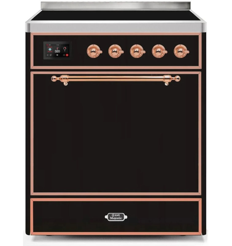 ILVE Majestic II 30 in Induction Range, Glossy Black/Copper