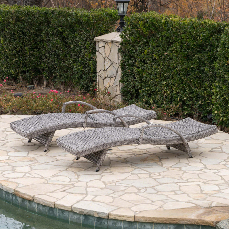 Chaise longue en osier crème, Blanc