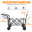 Chariot pliable avec chariot de 140 L pliable avec auvent amovible, chariot pliant avec roues pour tout terrain avec frein, chariot pliable avec sac isotherme, pour le camping