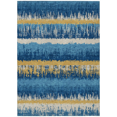 Nyelle Navy Washable Indoor-Outdoor Rug - 