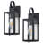 Black Outdoor Wall Lantern With Tempered Glass Shade And Closed Bottom (2-pack)