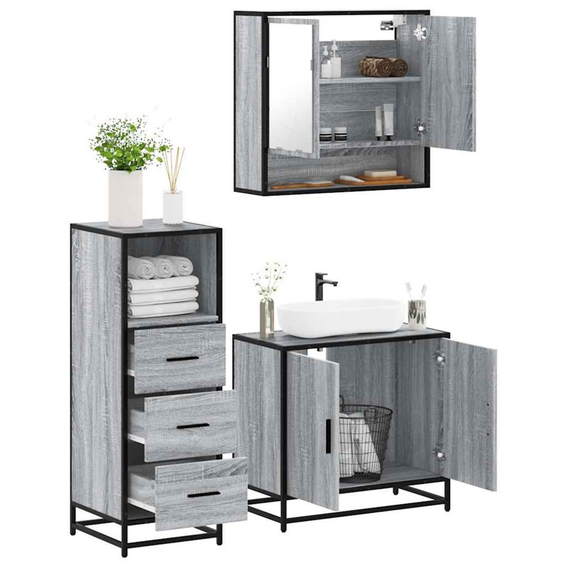 Bathroom Furniture Suite, Grey Sonoma
