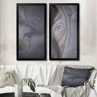 «Dramatic Grey», ensemble de 2 peintures sur toile