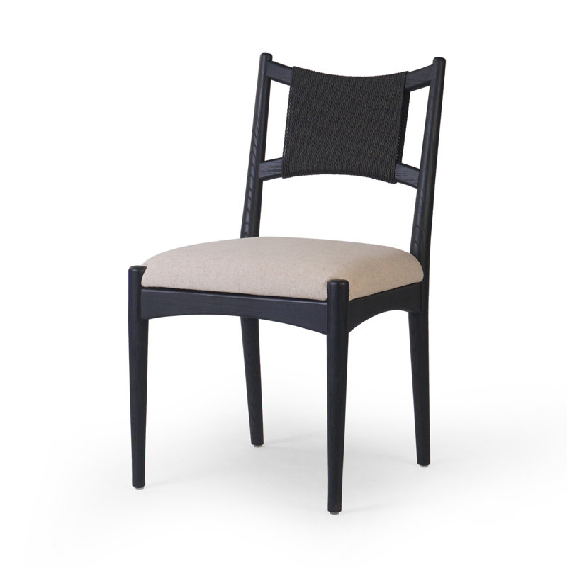 Haddon Dining Chair-Light Natural Rush, Black