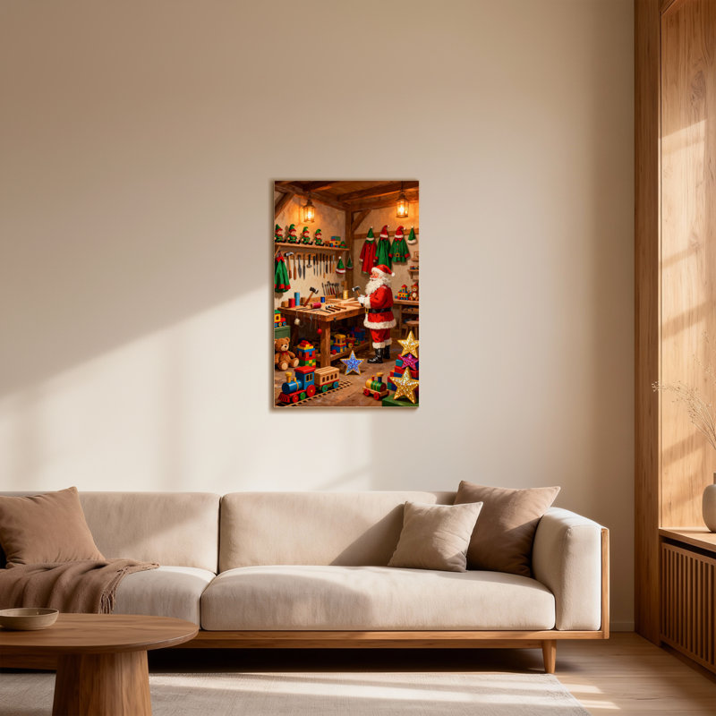 Atelier de Noël avec jouets et elfes, H 18 po x l 12 po
