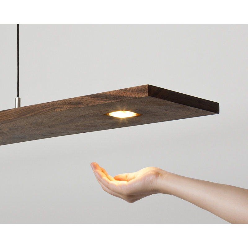 Vix Dimmable LED Pendant, 2700K, 0.75" H x 34" W x 8" D, Oiled Walnut