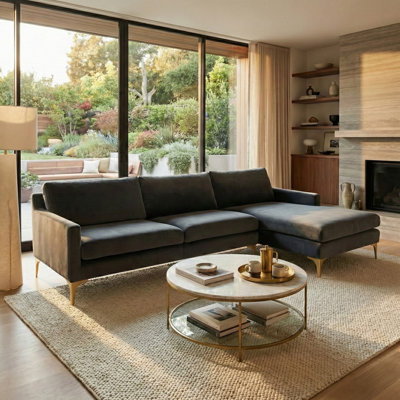 Westman Velvet L-Shaped Sectional