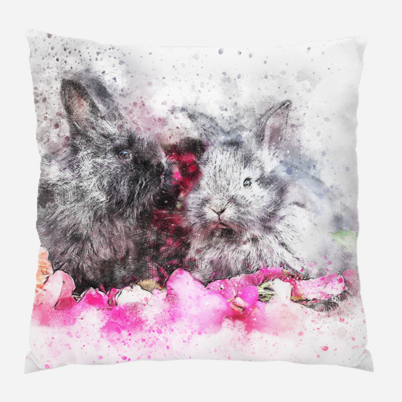 Housse et insert de coussin carré d'extérieur Mangual Rabbit, Microsuède, Intérieur