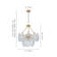 Lustre en verre doré 9 lumières Claridge avec panneaux en verre transparent texturé et chaîne réglable