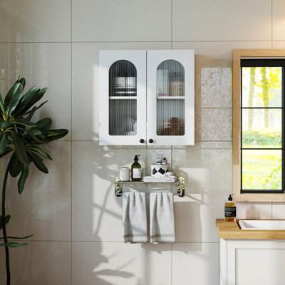 Armoire murale arquée en verre pour porte de cuisine - accès facile aux articles, profondeur de produit de 23,04 po avec espace de salon de couloir, largeur de 12,72 po