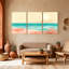 Nautique et plage, coucher de soleil, corail, eau, reflet, ensemble de 3 impressions d'art sur toile-1190429986