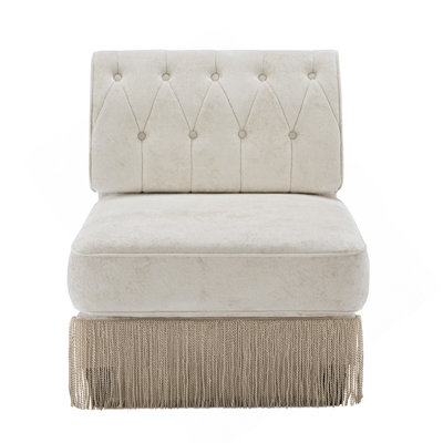Armless Sofa Velvet- Beige