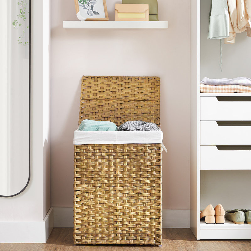 90l Clothes Hamper With 2 Removable Liner Bags, Natural