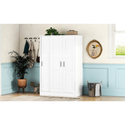 Armoire 3 portes avec tablettes, blanc - Rangement pour chambre à coucher Excellence Wonder