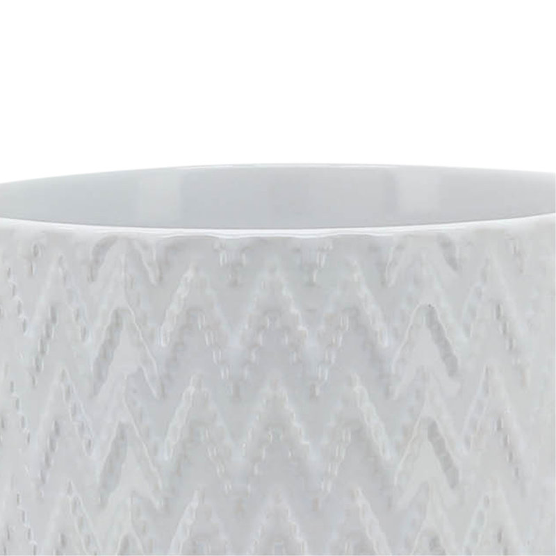 5" CHEVRON PLANTER W/ STAND, WHITE