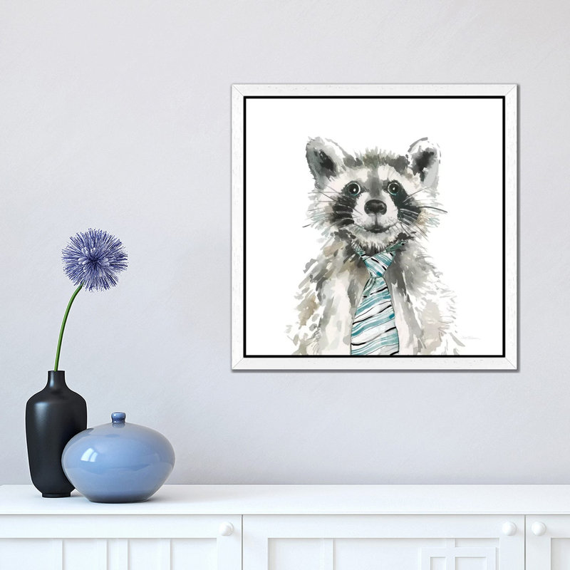 Raccoon 1 Piece Floater Frame Painting on Canvas, 66.04 cm H x 66.04 cm W, White