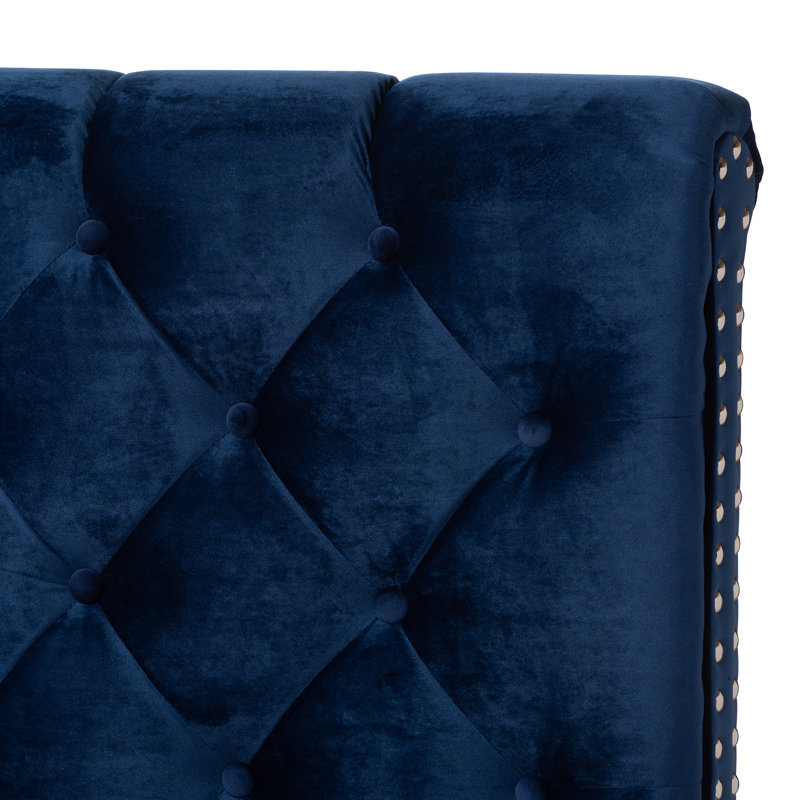 Colleyville Upholstered Standard Bed, Queen, Navy Blue