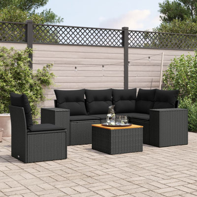  Ensemble de canapé de jardin noir