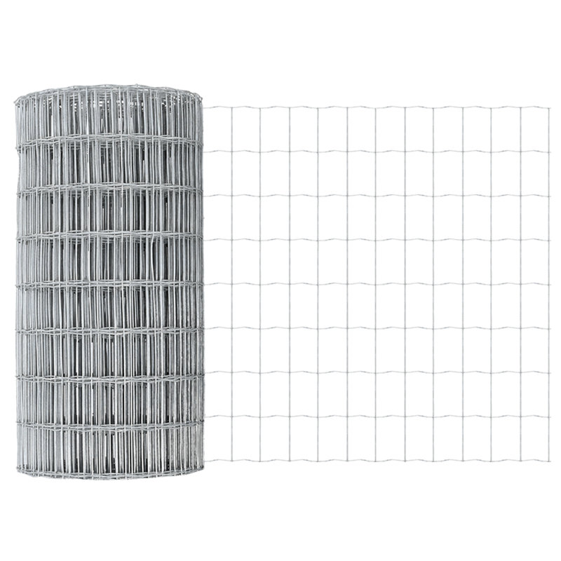 Galvanised Steel Border Fencing, Silver, 60 x 2500 x 0.2 cm