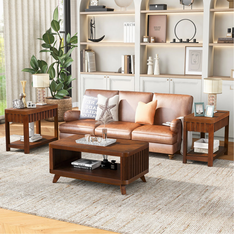 Rectangular Living Room Coffee Table Set, Espresso