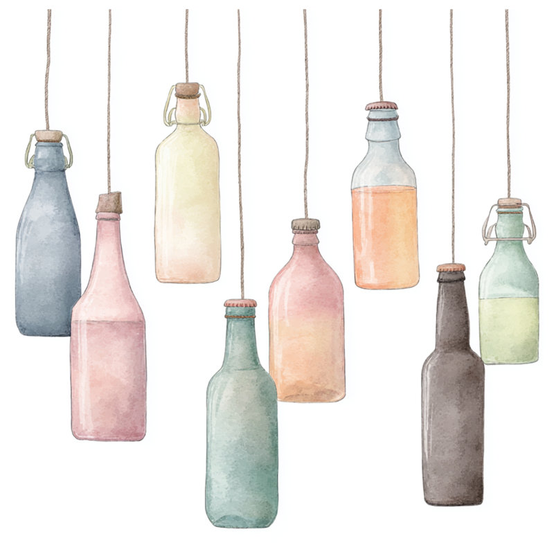 Coussins décoratifs suspendus à bouteilles rétro, 16 po x 16 po