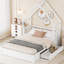 Grand lit plateforme en bois blanc avec garde-corps et 2 tiroirs-1884509770