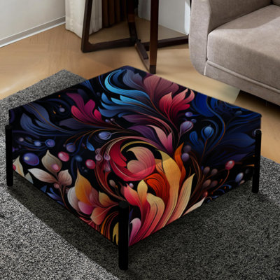 Cosmic Feather Botanic Mystique - Floral Large Square Ottoman