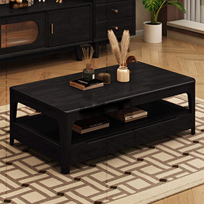 Table basse en bois massif avec grand rangement