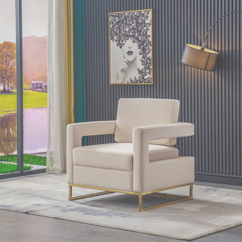 Fauteuil Teagann, Velours crème
