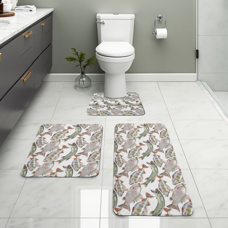  Multicolore ensemble de tapis en U et rectangulaires Fishes