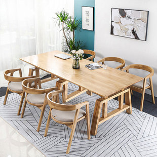 Burlywood Rectangular Solid Wood Dining Table Set