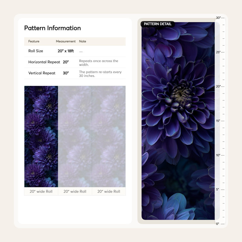 Papier peint floral mauve élégant