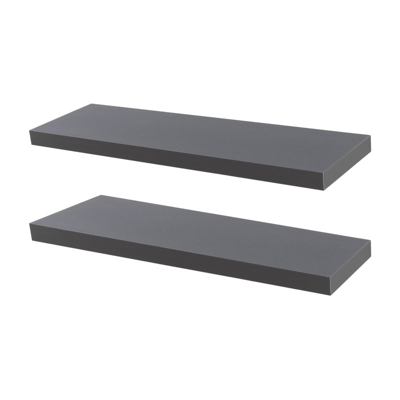 Harbour Housewares - 2x Modern Floating Wall Shelves - 100cm - Grey