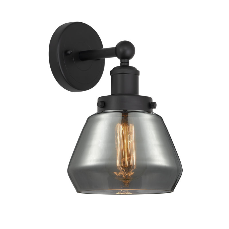 Carrboro Armed Sconce, Matte Black, Plated Smoke