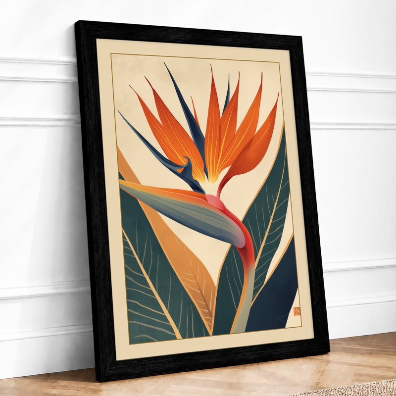 Bird of Paradise Botanical - Framed Print, A3 - 42.0 x 29.7 cm, Black