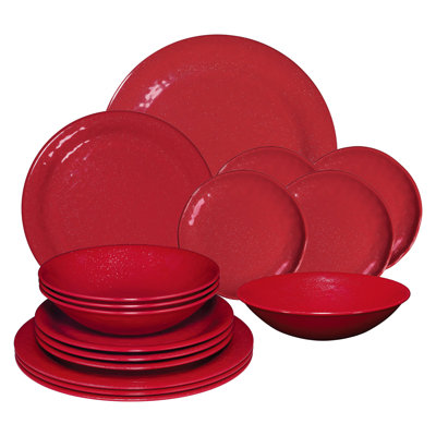 16 Piece Twinkle Dust Melamine Dinnerware Set Plate and Bowl Set - Service for 4
