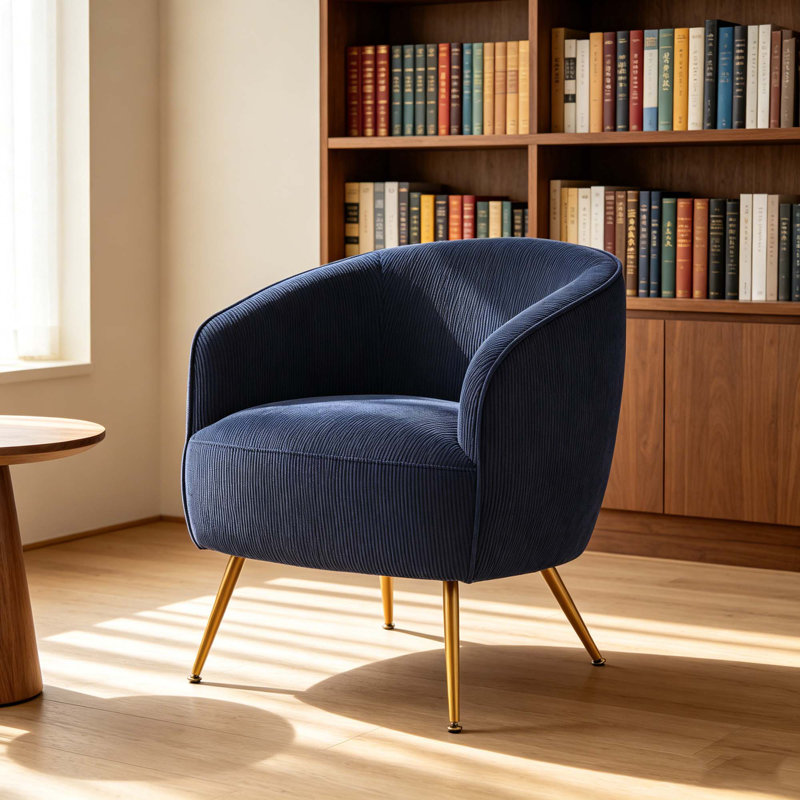 Fauteuil demi-tonneau Corduroy, Bleu
